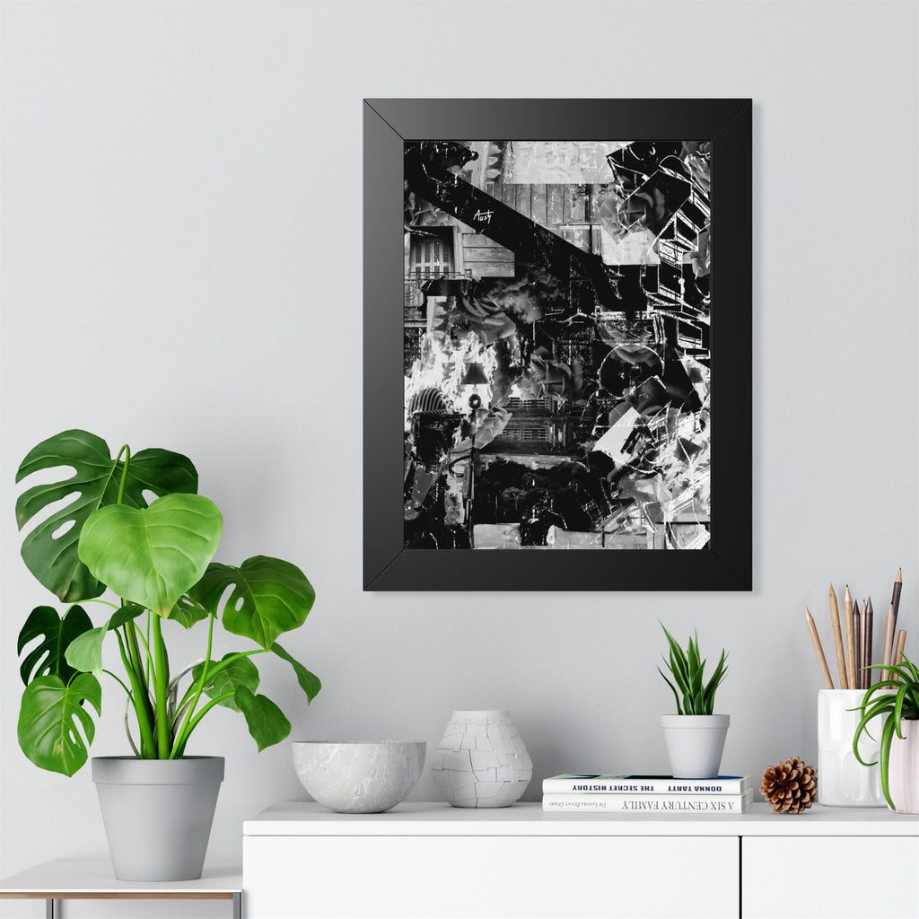 Man in the Fire | Framed Art Print | Original Photoshop Collage
