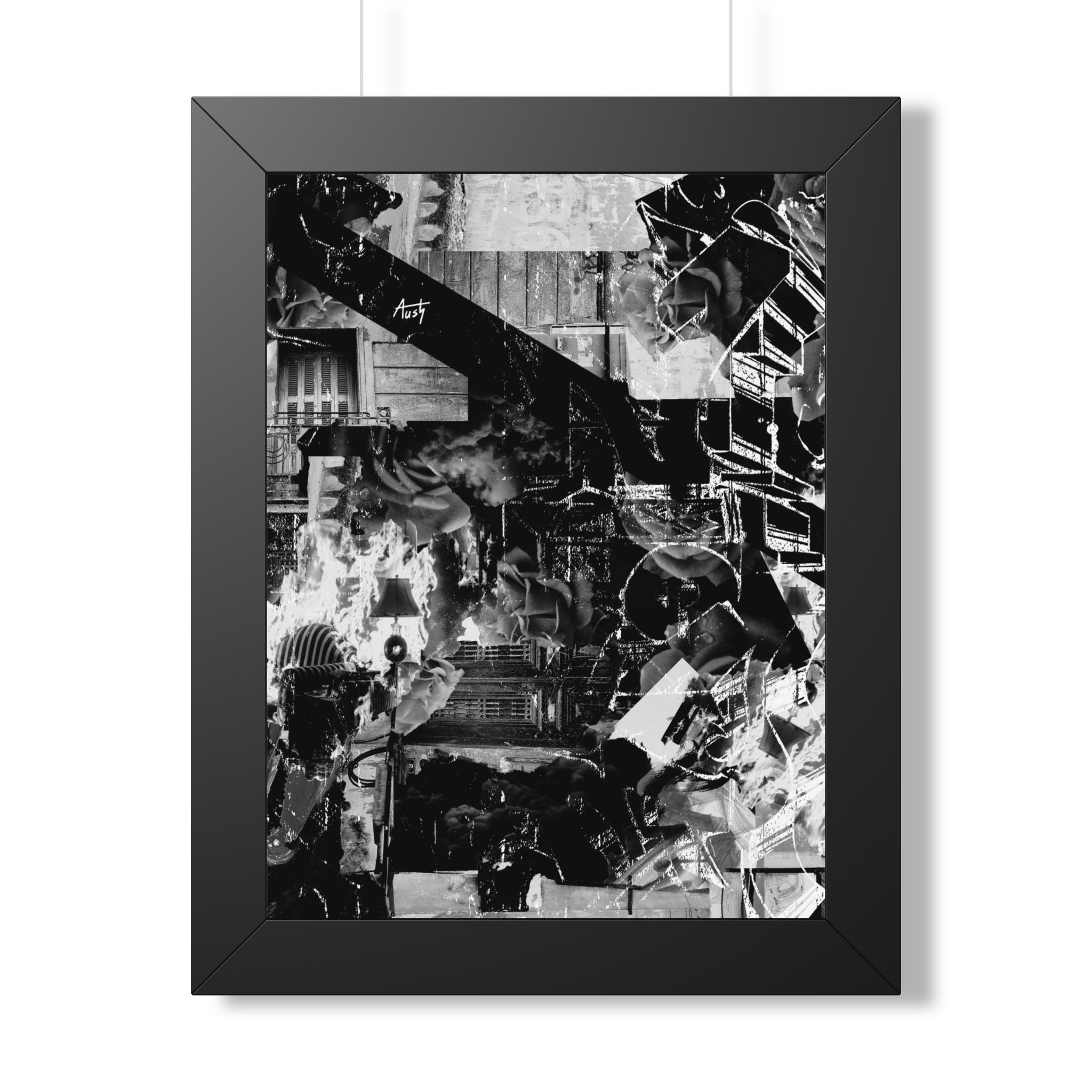 Man in the Fire | Framed Art Print | Original Photoshop Collage